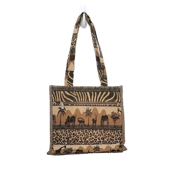 JADE African Safari Print Tapestry Tote Shoulder Bag W/ Coin Bag Shopping Travel - Picture 2 of 13